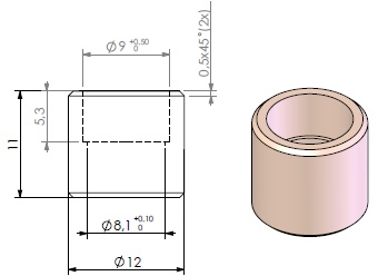 Système de  ferm. sur app : Tube cylindrique diam 12 mm