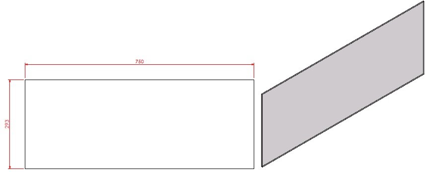Vitre côté View Bell V dim. 750x293