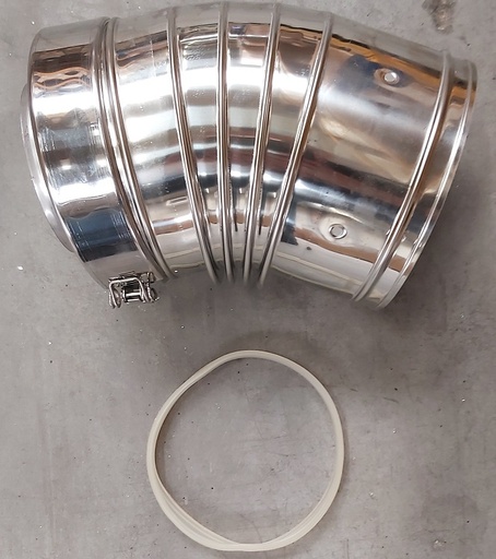 [329514] Coude 30° (strié) 100/150 avec collier de serrage