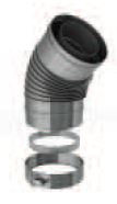 [302315] Coude 45° (strié) 130/200 avec collier de serrage