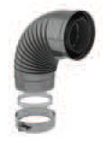 [302314] Coude 90° (strié) 130/200 avec collier de serrage