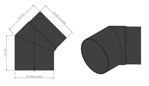 [343119] Ø130 mm Coude 45° acier