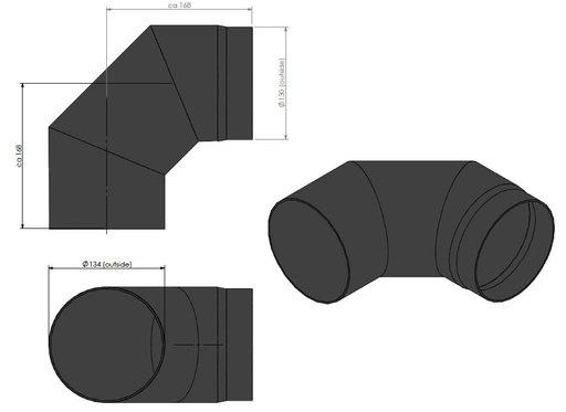 [343120] Ø130 mm Coude 90°