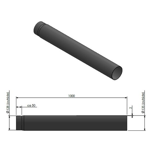 [343116] Ø130 mm Tuyau 1000 mm.
