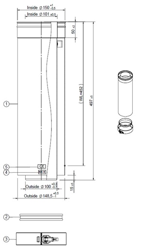[346237] Tuyau conc 100/150 réductible L=500 noir