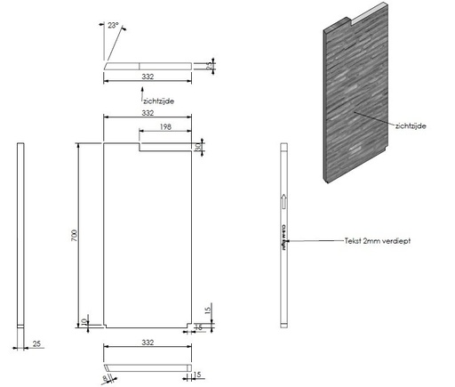 [342642] panneau céramique droit/rouge