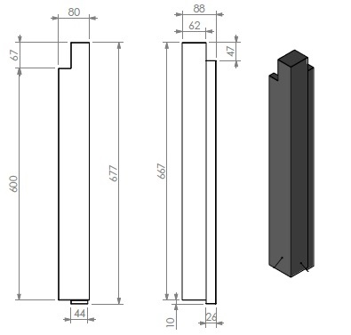 [345167] panneau céramique pilier exterieur droit/gris