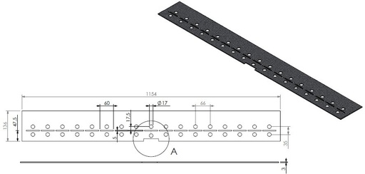 [330763] Tapis noir ceramique couvrant brûleur  L= 1154 mm
