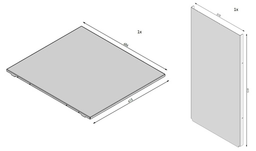 [340980] Set paroi arrière lisse CB Top3 gauche noir