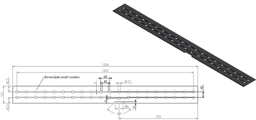 [334846] Tapis noir ceramique couvrant brûleur Linefire 1354mm