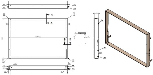 [351409] Cadre encastrable 3 faces sans encadrement noir