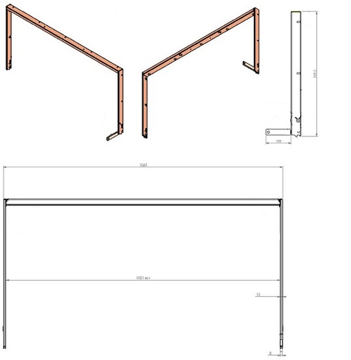 [351502] Chassis de porte 3 faces noir