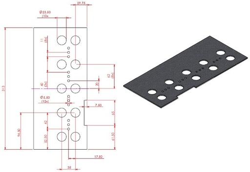 [319449] Tapis noir ceramique couvrant brûleur  L= 313 mm
