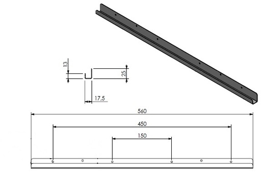 [342910] RDL D/G - Strip de fixation pour lamelles modele 60 sup