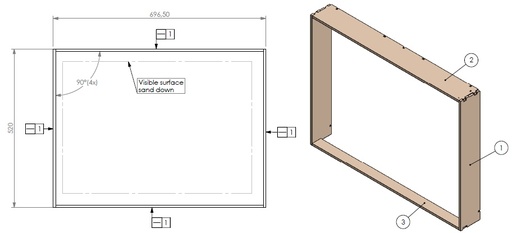 [342435] Cadre encastrable Unilux 6-70 noir compl.