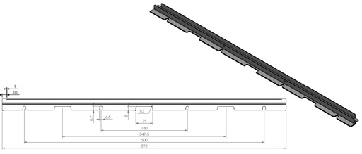 [339242] Gouttière pour joint de porte haut et bàs Univ 6-70 et 6-75