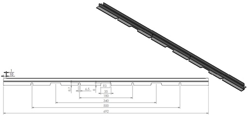 [339776] Gouttière pour joint de porte haut et bas en noir Univ 6-85